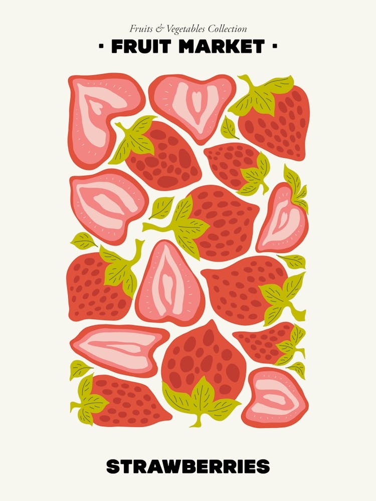 The Fruit Market Strawberries Illustration Maximalist