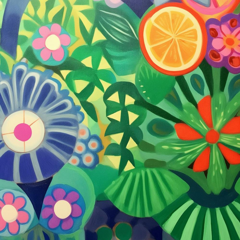 Abstrakte Bunte Botanic Malerei