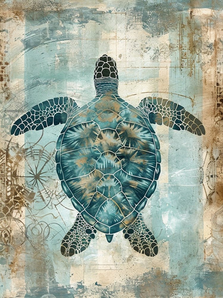 Ornamental Sea Turtle Wallpaper Style 1