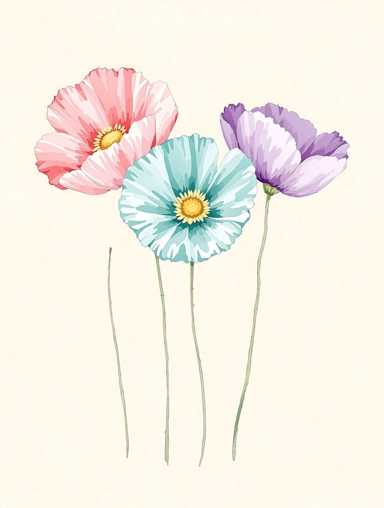 Warme Pastell-Wildblumen mit einer minimalistischen Ästhetik