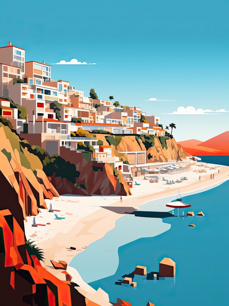 Costa Del Sol, Spain, Flat Illustration 1
