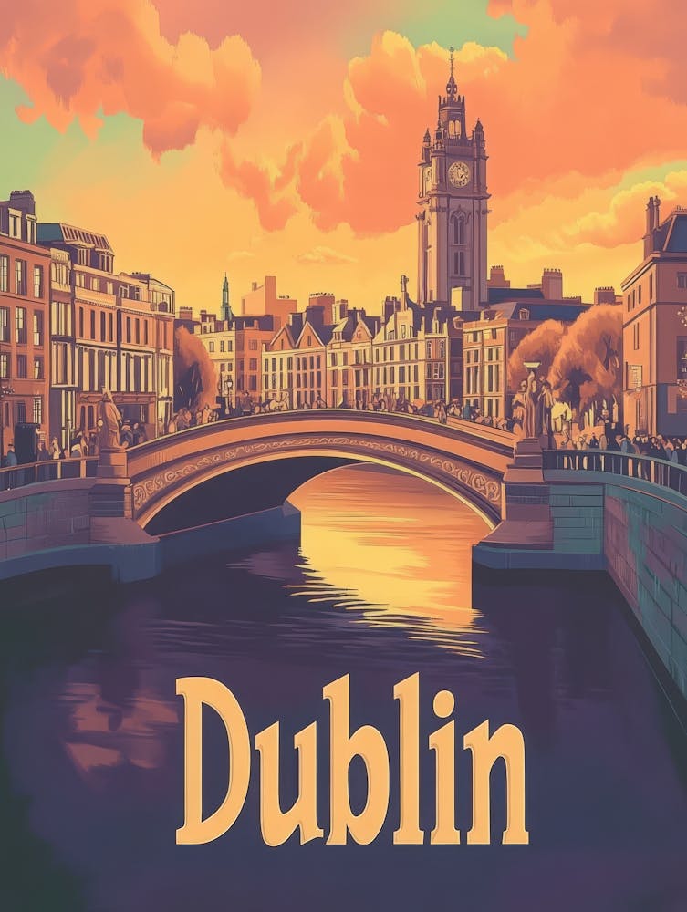 Aihrgdesign A Vintage Travel Poster Of Dublin Featuring The I 052665df 661f 492f 8729 69a99958140b 0