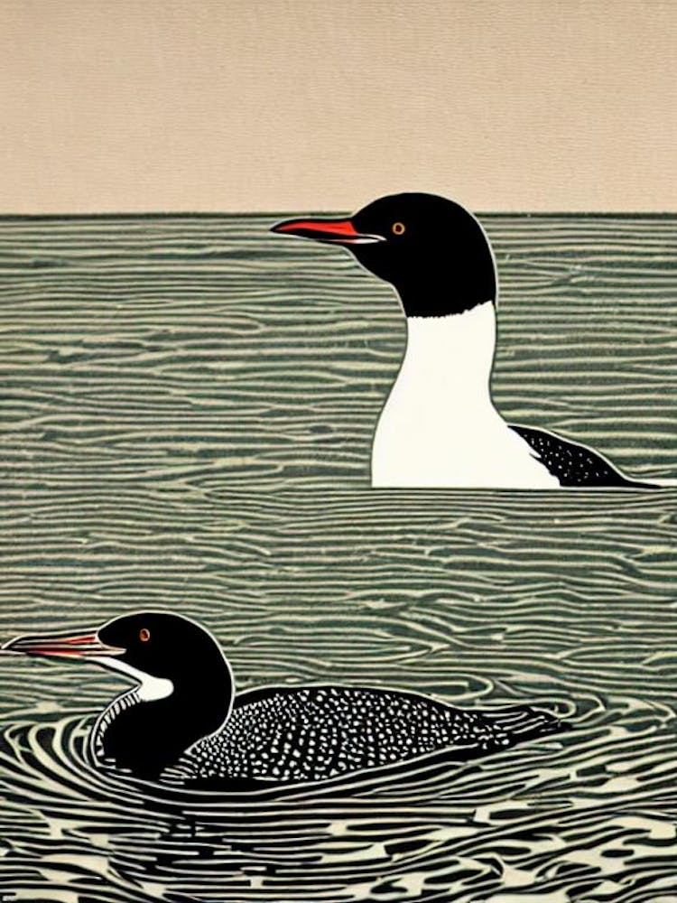 Loon Linocut Bird