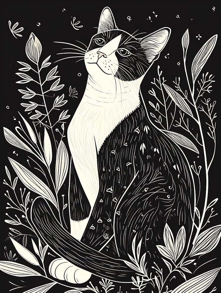 Snowshoe Cat Minimalist Illustration 1