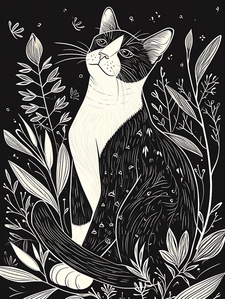 Snowshoe Cat Minimalist Illustration 1