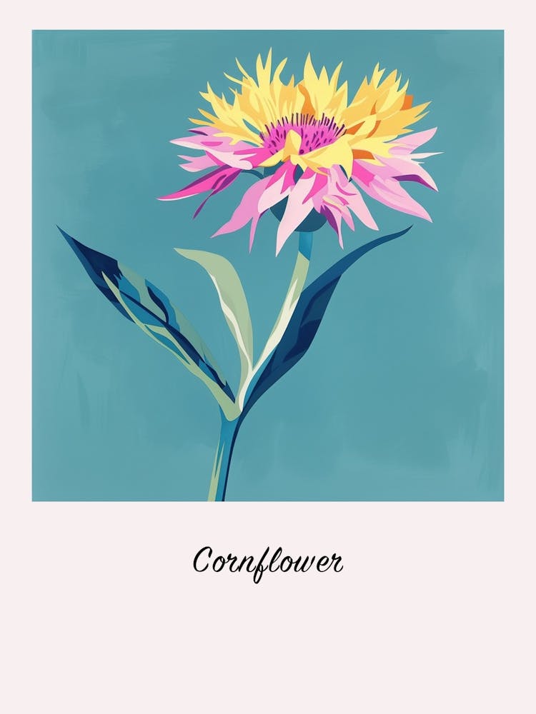 Cornflower 1 Square Flower Illustration Poster