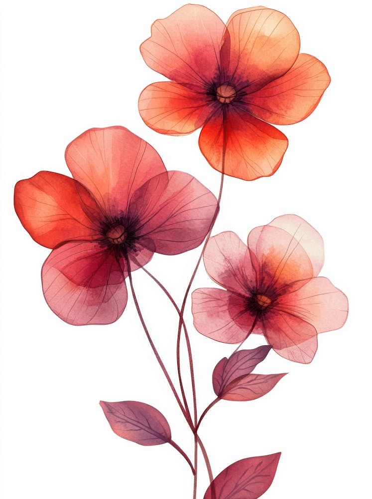 Watercolor Flowers On White Background 1
