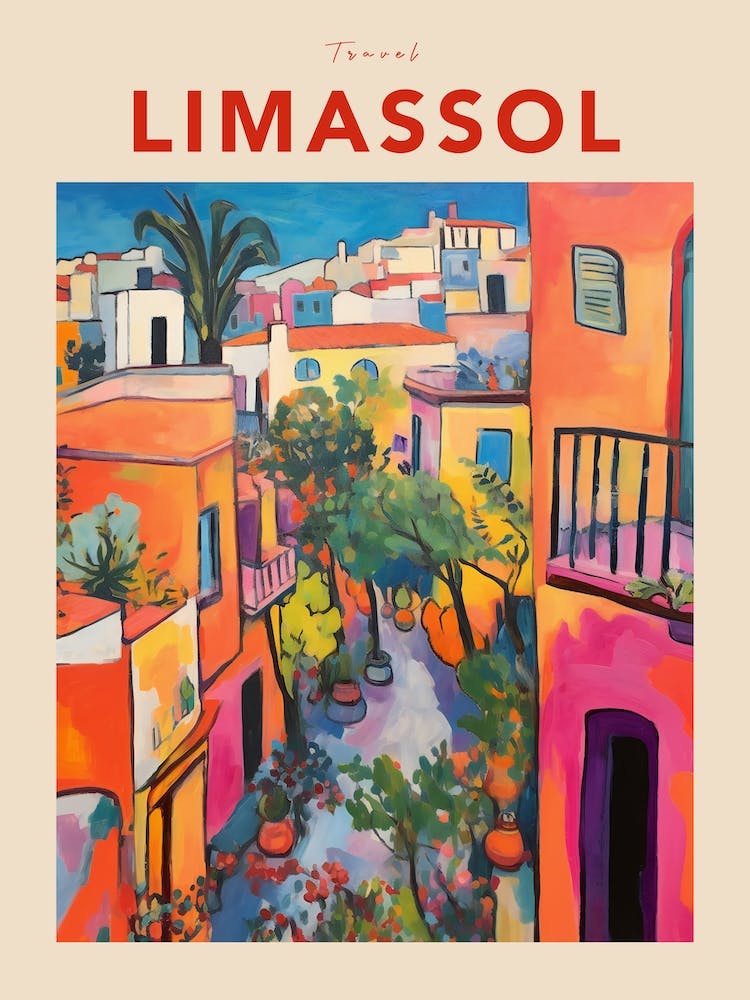 Limassol Cyprus Fauvist Travel Poster