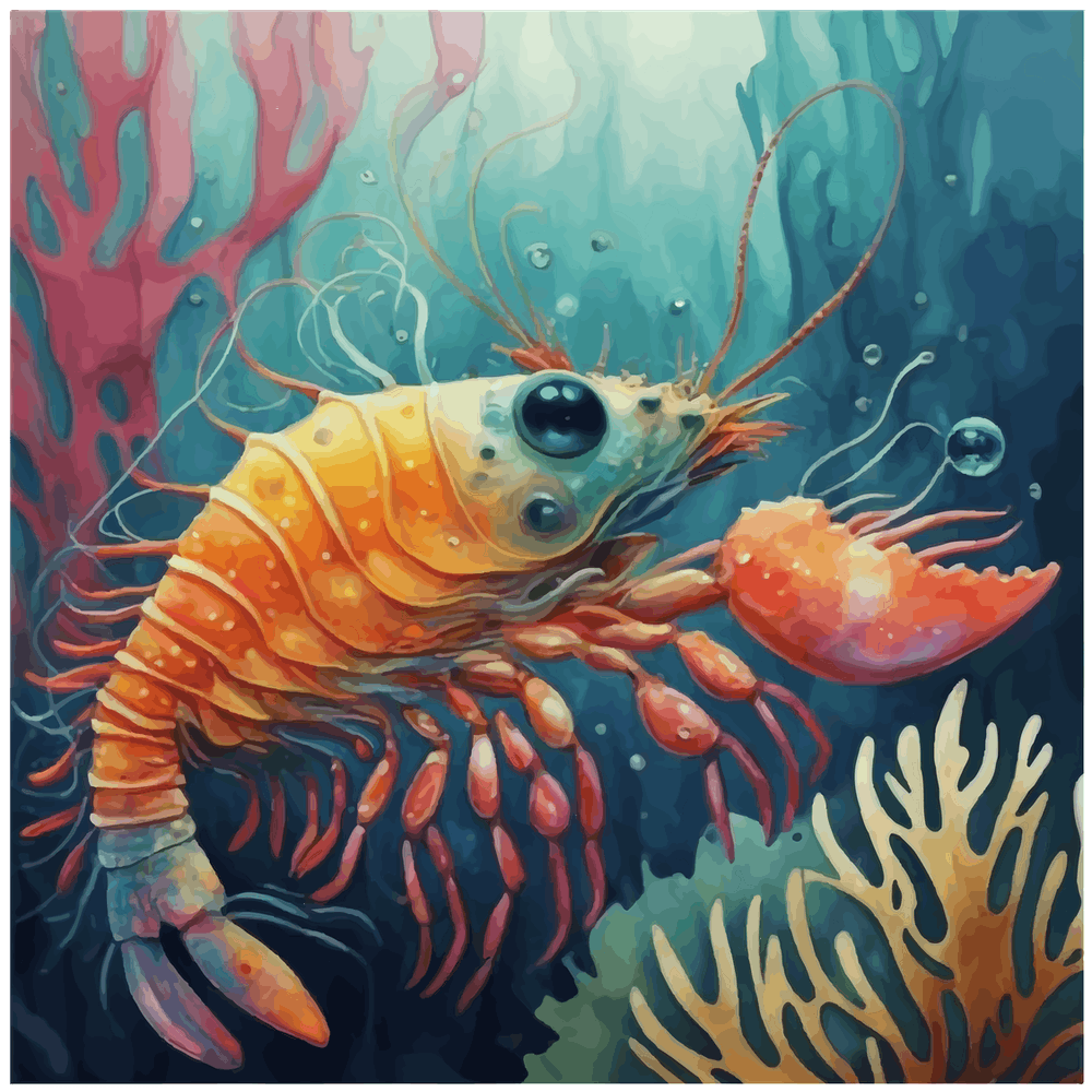 Shrimp Vibrant Ocean Watercolor