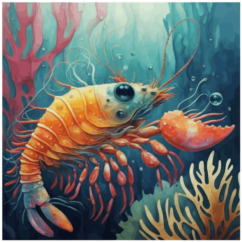 Shrimp Vibrant Ocean Watercolor
