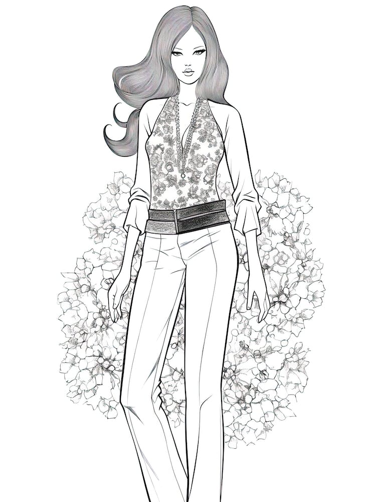 Bloom Body Girl Line Art 21