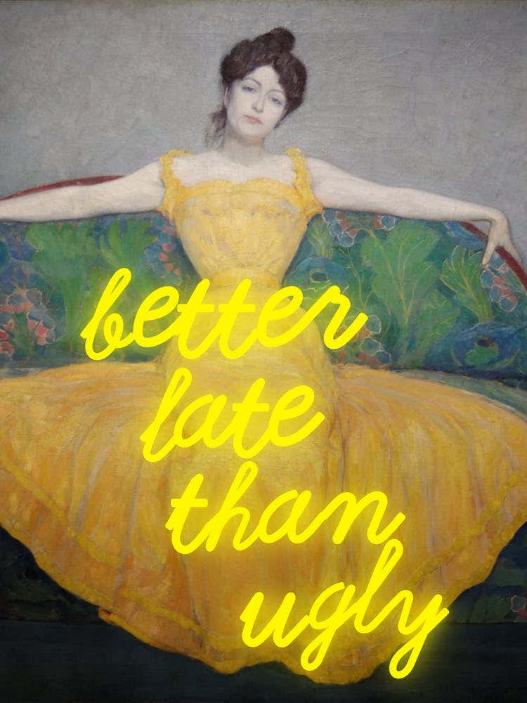 Better late than ugly - Vintage altered art - Trendy wall decor