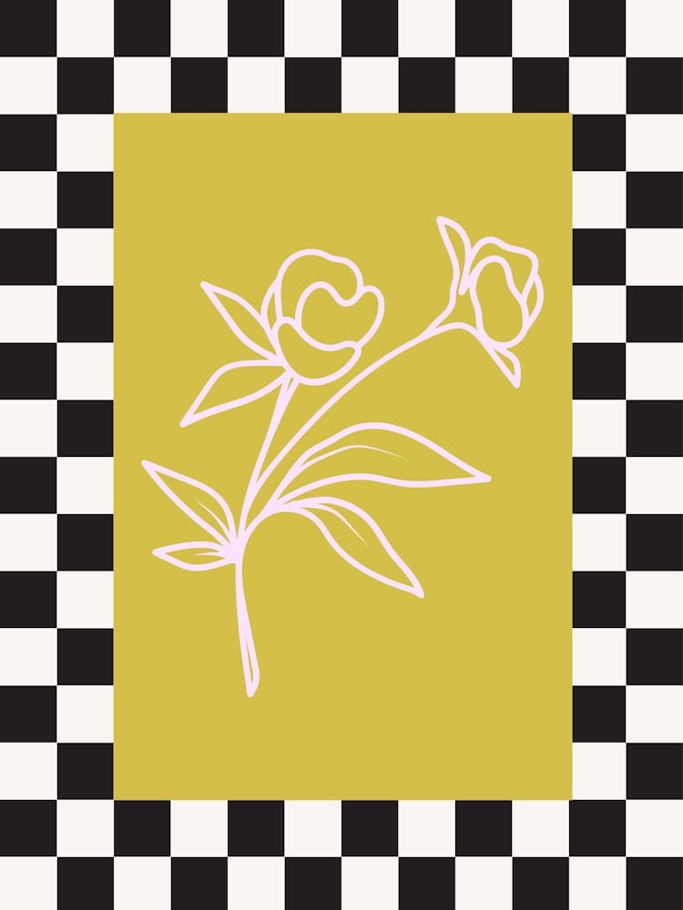 Modern Checkered Flower Poster  5