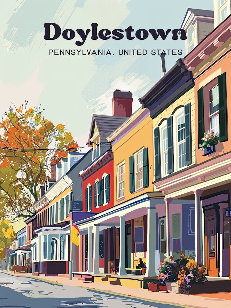 Doylestown Pennsylvania Vibrant Digital Travel Art
