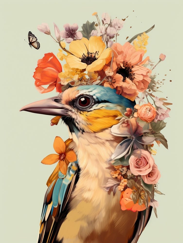 Bird With A Flower Crown Finch 4