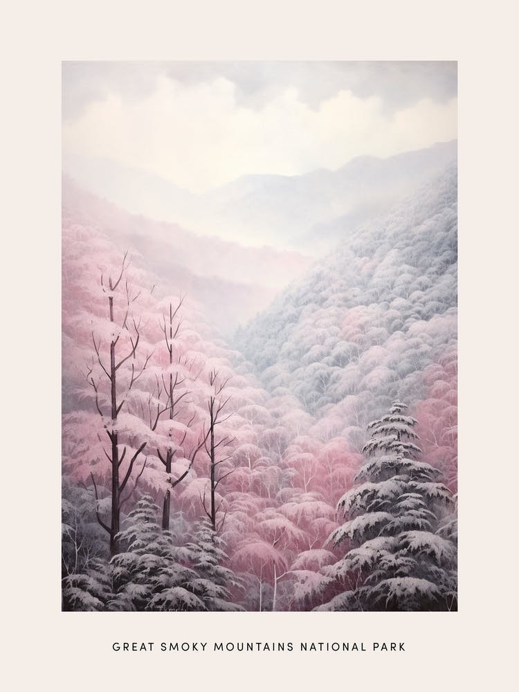 Dreamy Winter National Park Poster  Great Smoky Mountains Nationial Park United States 1