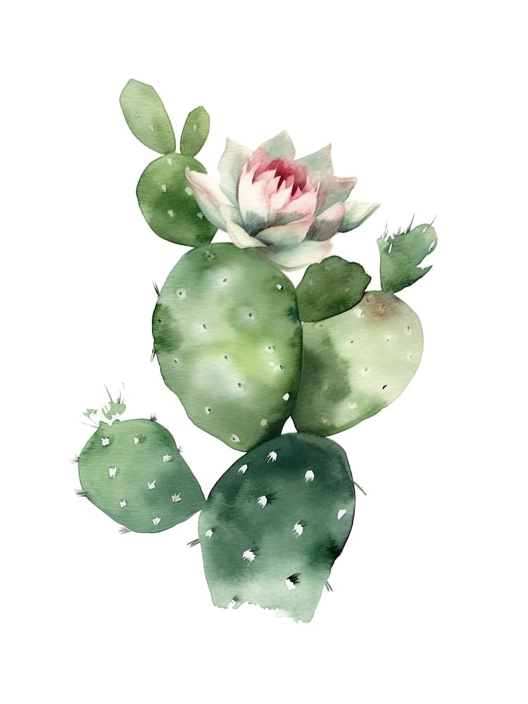 Teufelszungenkaktus Aquarellzeichnung 1