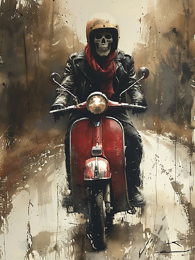 Skeleton On A Moped 5