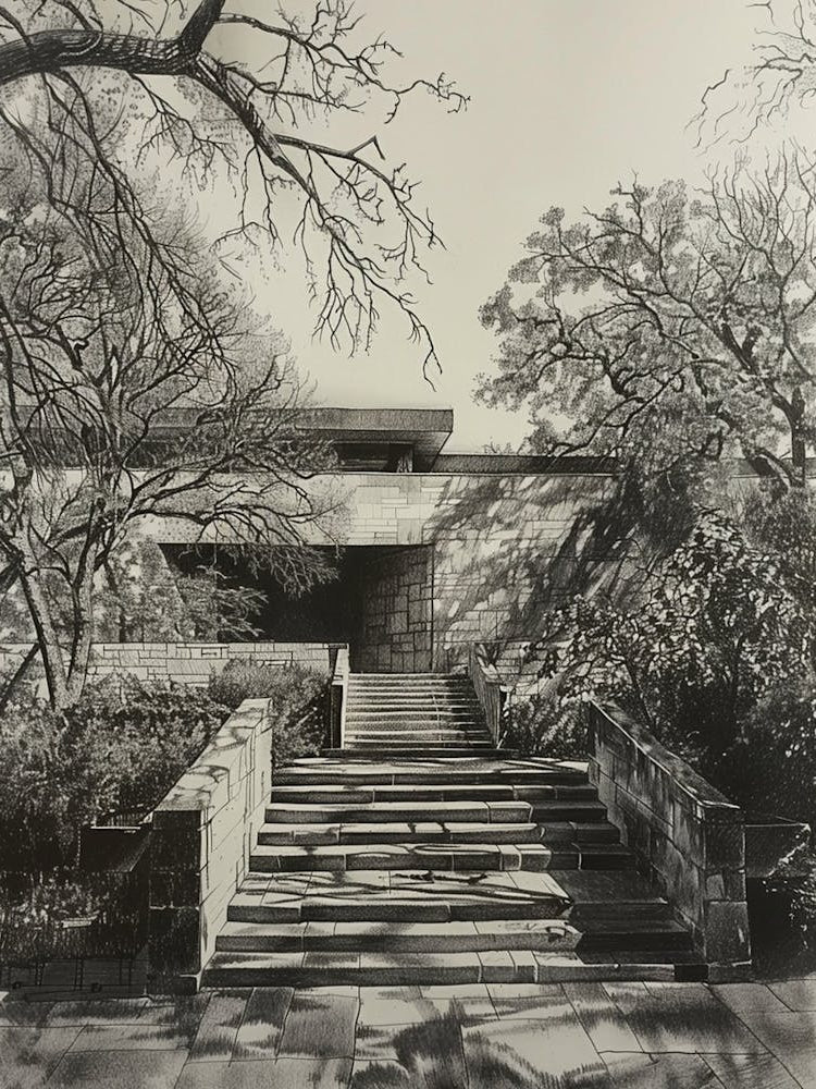 The Blanton Museum Of Art Austin Texas Black And White Drawing 2