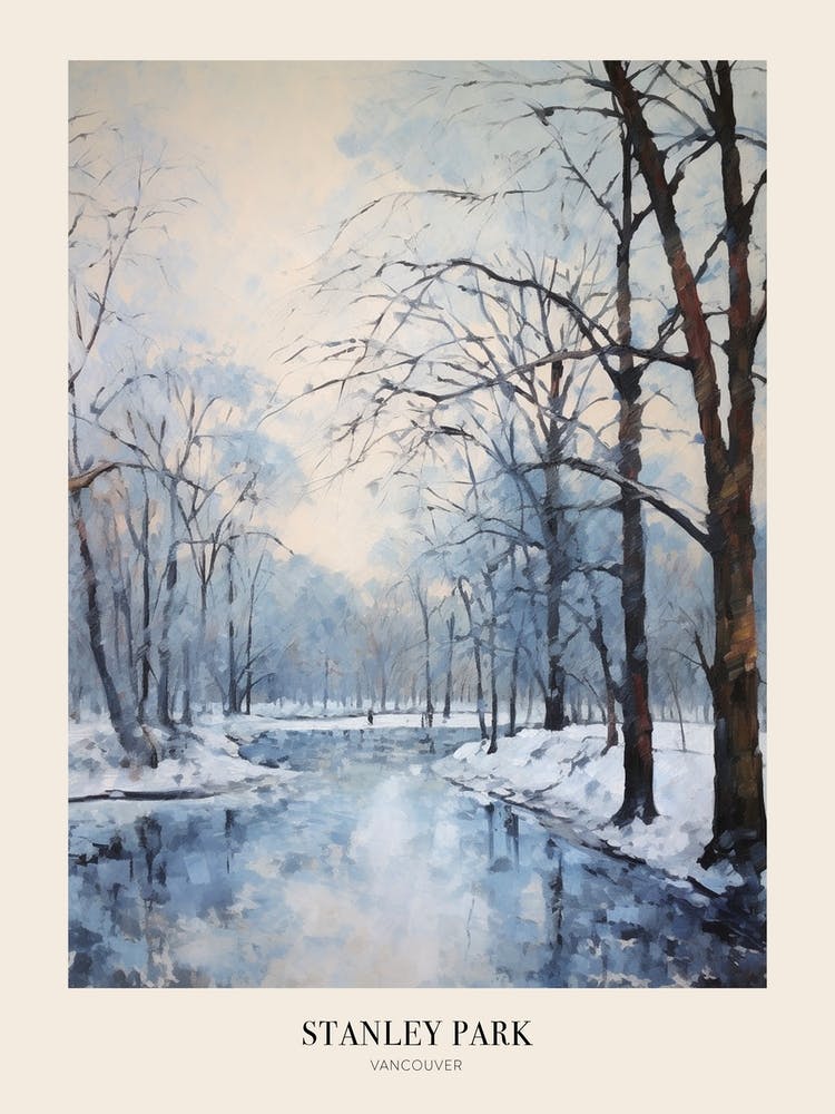 Winter City Park Poster Stanley Park Vancouver Canada 1