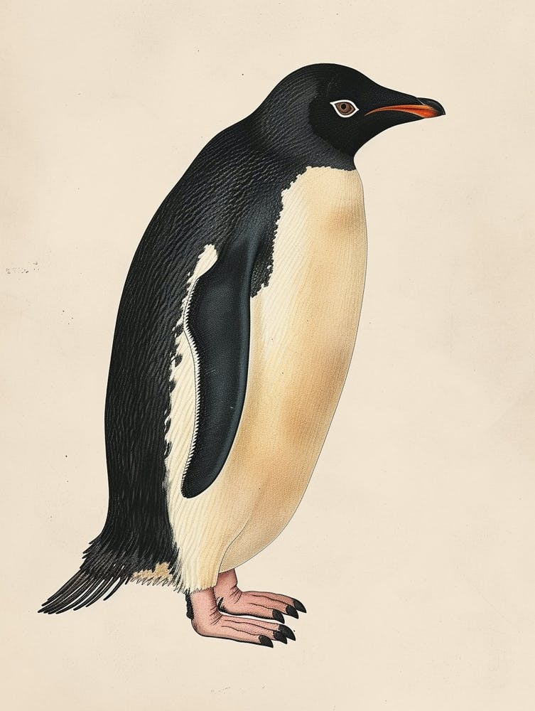 Adlie Penguin Ross Island Vintage Botanical Painting 1