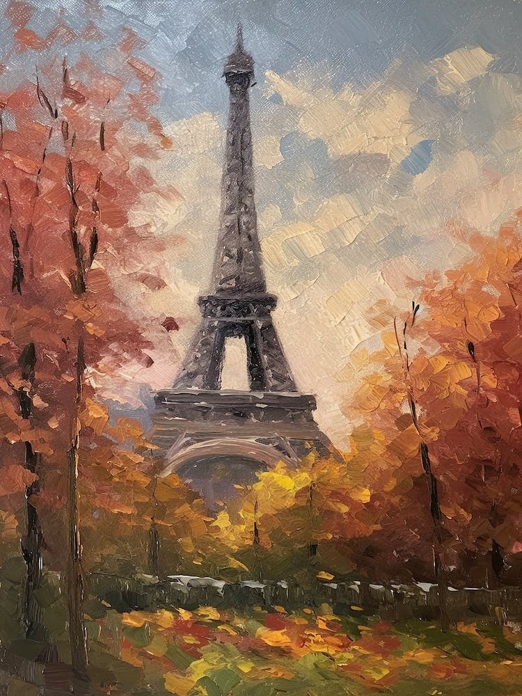 Eiffel Tower Paris France Pissarro Style 4