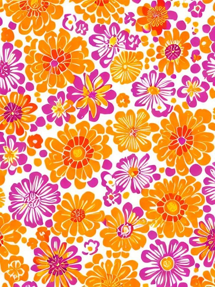 Violets Floral Print Retro Pattern 2 Flower