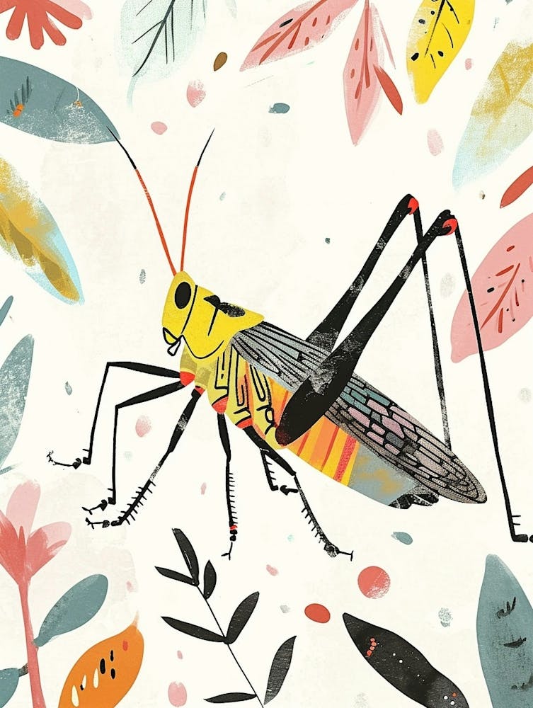 Colourful Insect Illustration Grasshopper 10