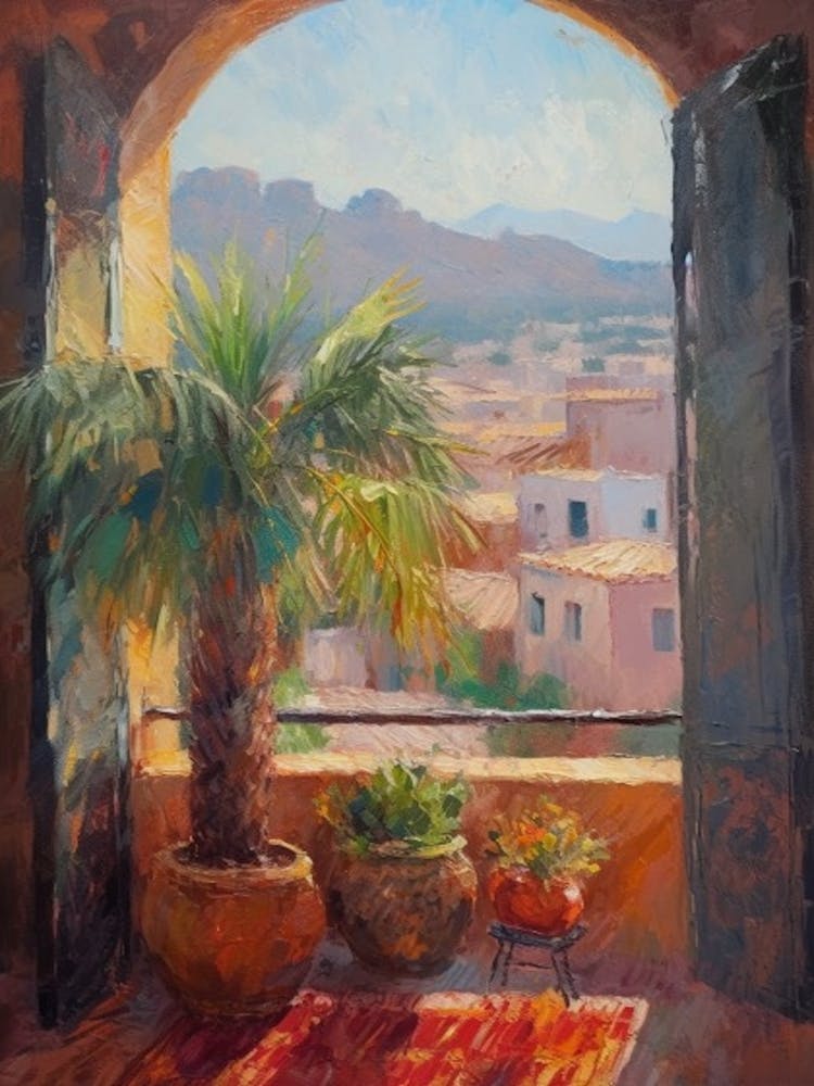 Vue de fenêtre de Marrakech dans le style de l'Impressionnisme 1