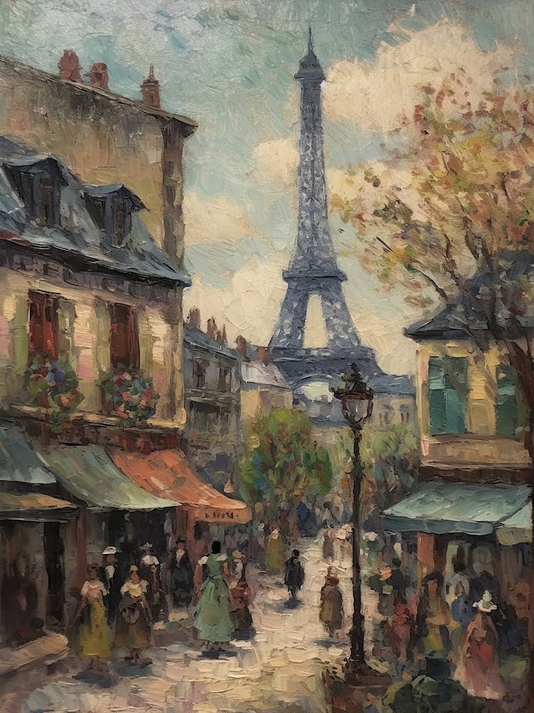 Eiffel Tower Paris France Pissarro Style 25