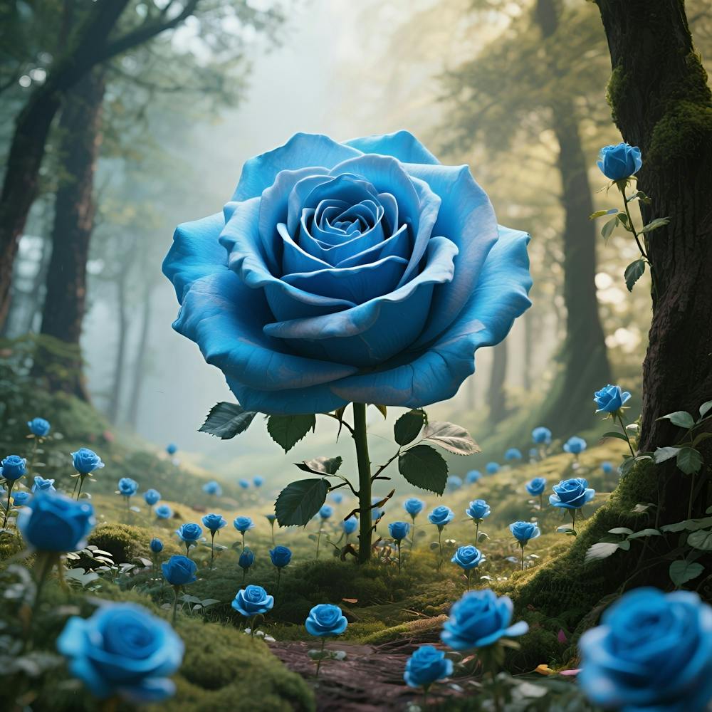 Blue Rose In The Forest