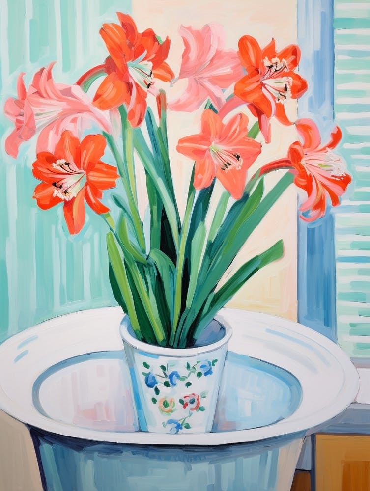 A Vase With Amaryllis, Flower Bouquet 4