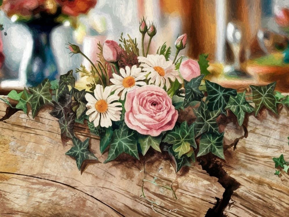 Flowers On A Log