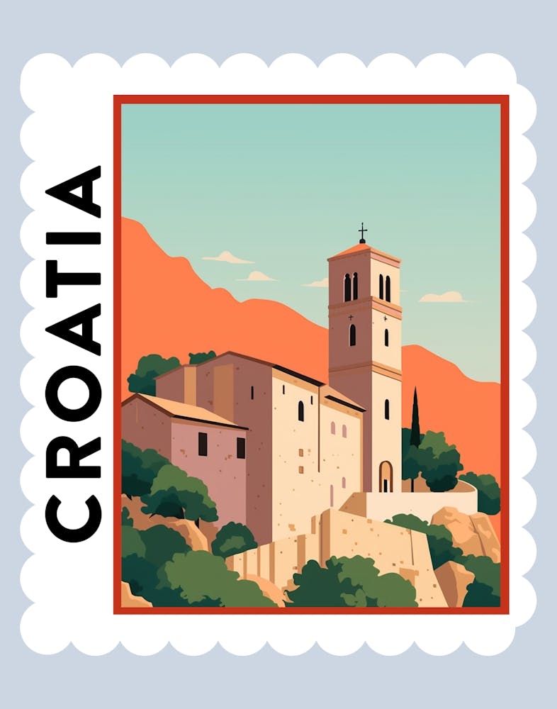 Croatie 1 Affiche Timbre de Voyage