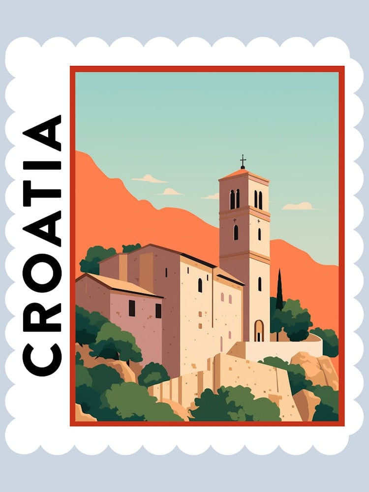 Croatia 1 Travel Stamp Poster