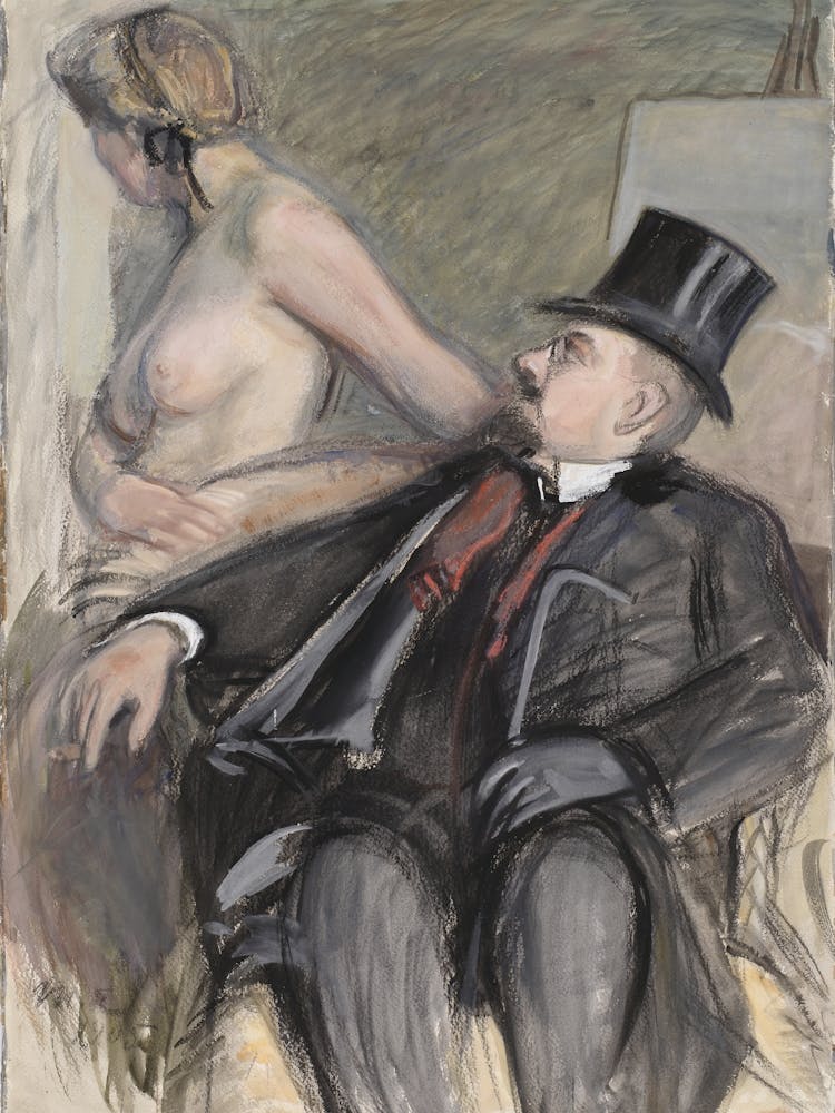 Arne Cederholm With A Model, 1905 By Magnus Enckell