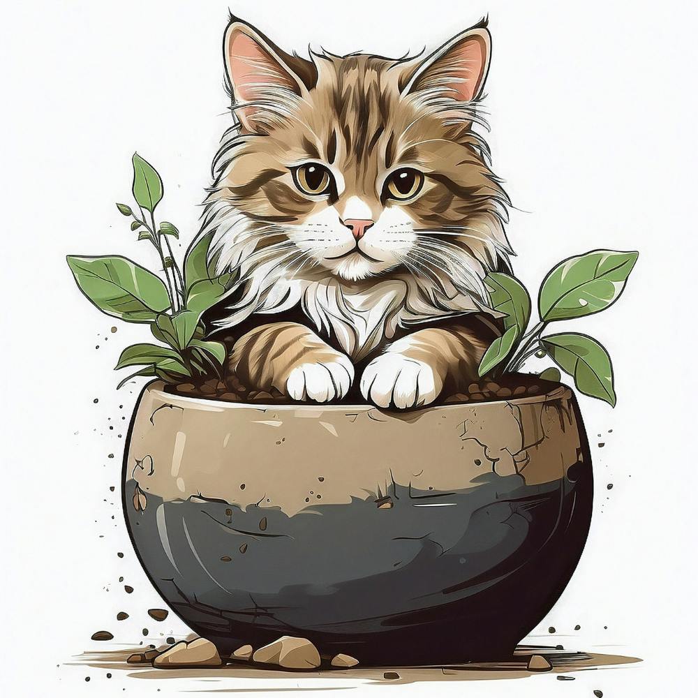 Cat In A Pot