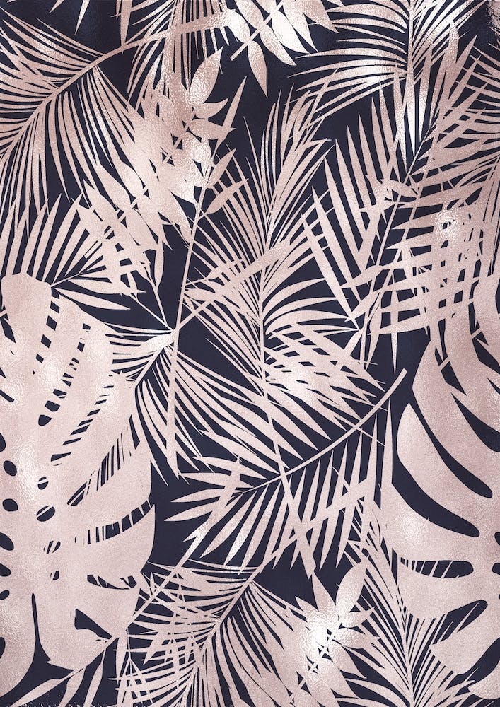 Royal Blue with Baby Pink Leafs