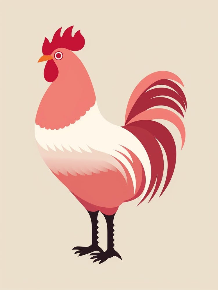 Minimalist Rooster 3 Illustration