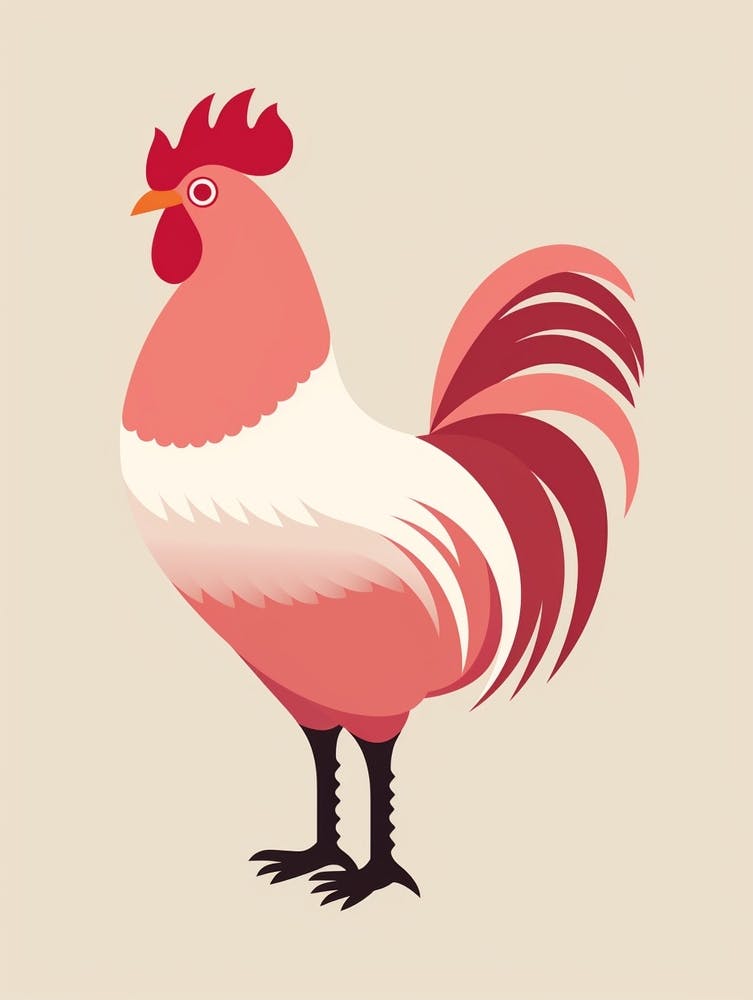 Minimalist Rooster 3 Illustration