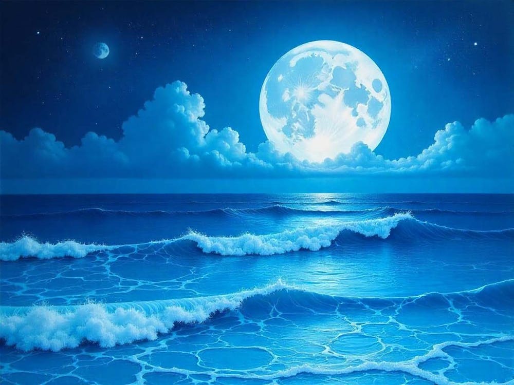 Full Moon Over The Ocean