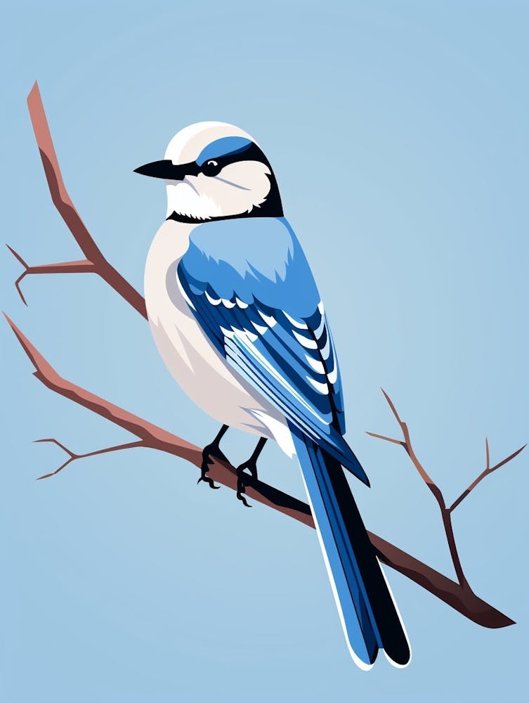 Minimalist Blue Jay 3 Illustration