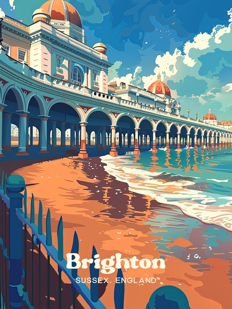 Brighton Sussex England Digitale Reiseillustration am Meer