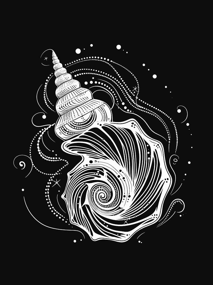 Sea Shell On Black Background