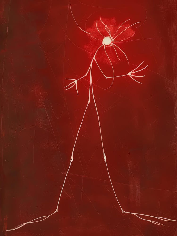 Red Man Standing On A Red Background