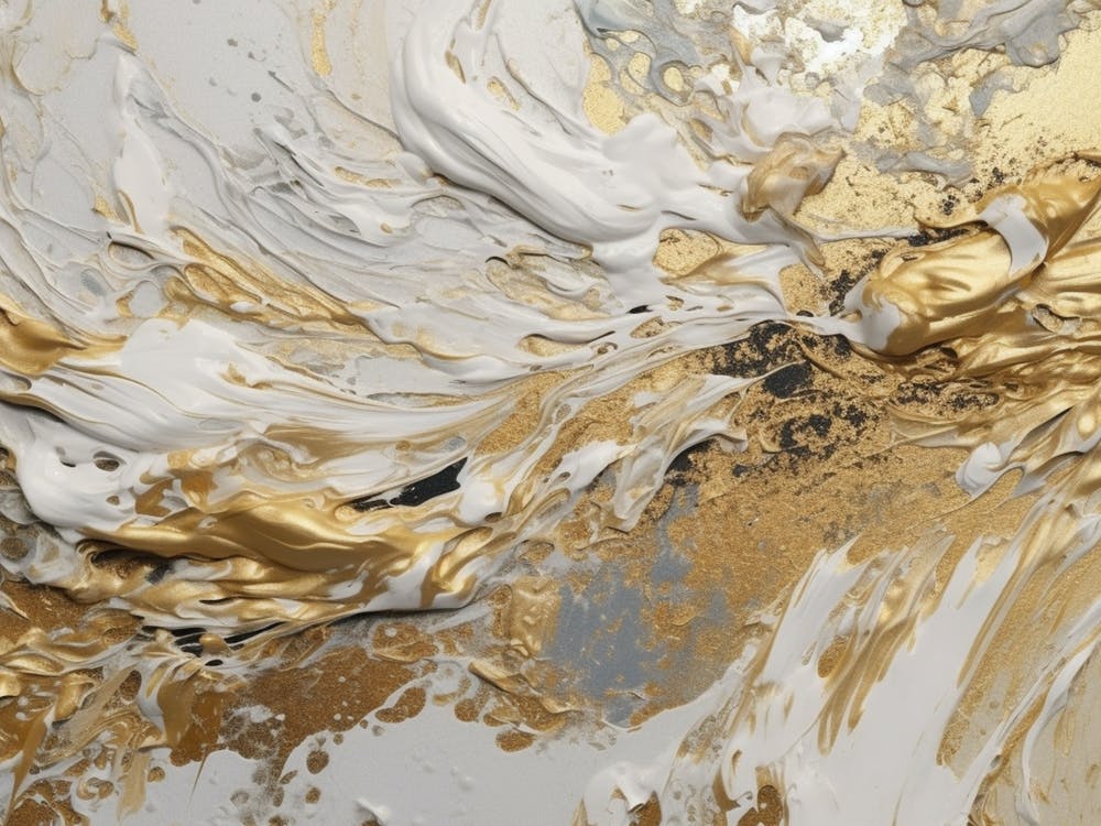 Gold And White Abstract Painting