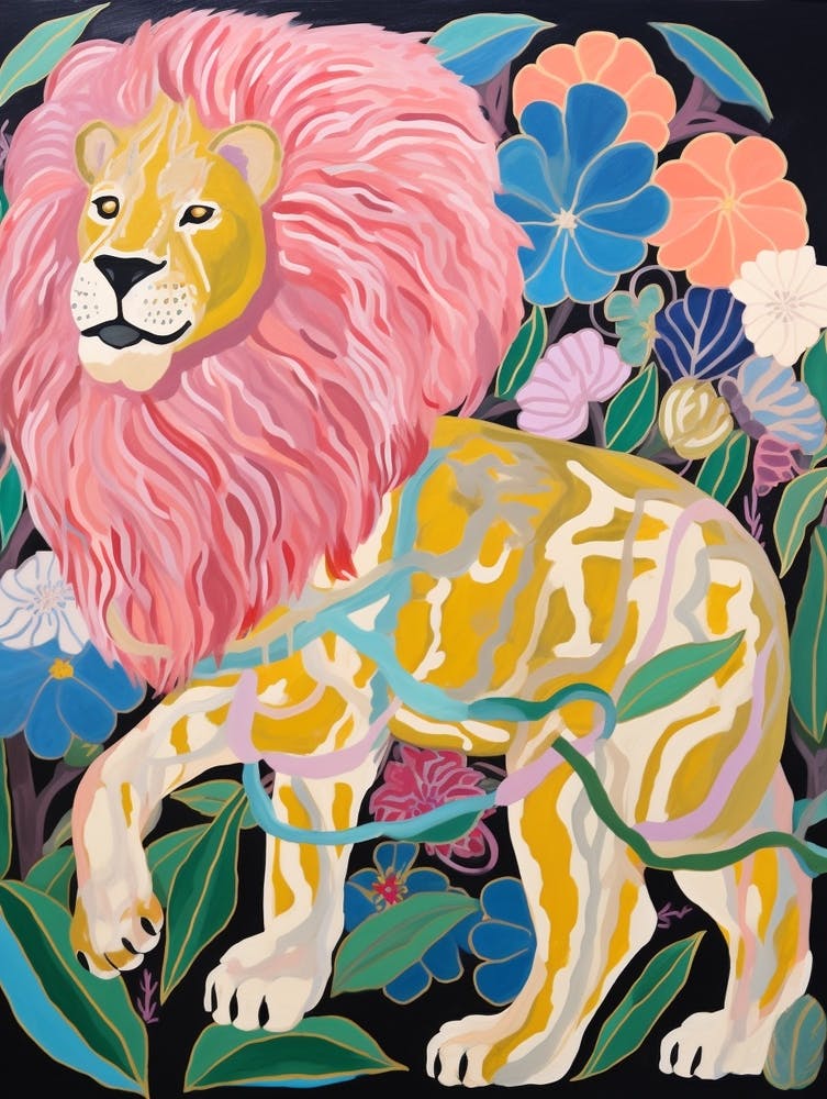 Peinture Animalière Maximaliste Lion 4