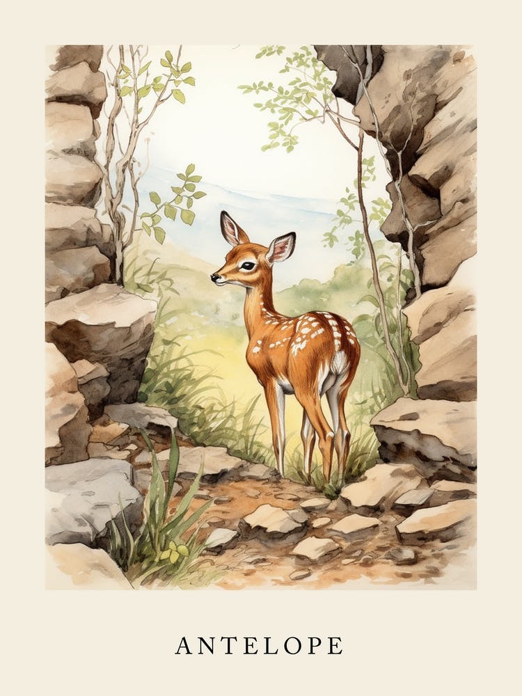 Beatrix Potter inspiriert Tier Aquarell Antilope 2