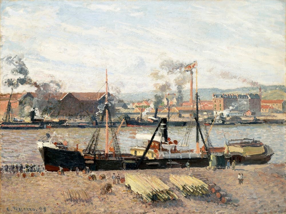 Port Of Rouen, Unloading Wood (1898), Camille Pissarro