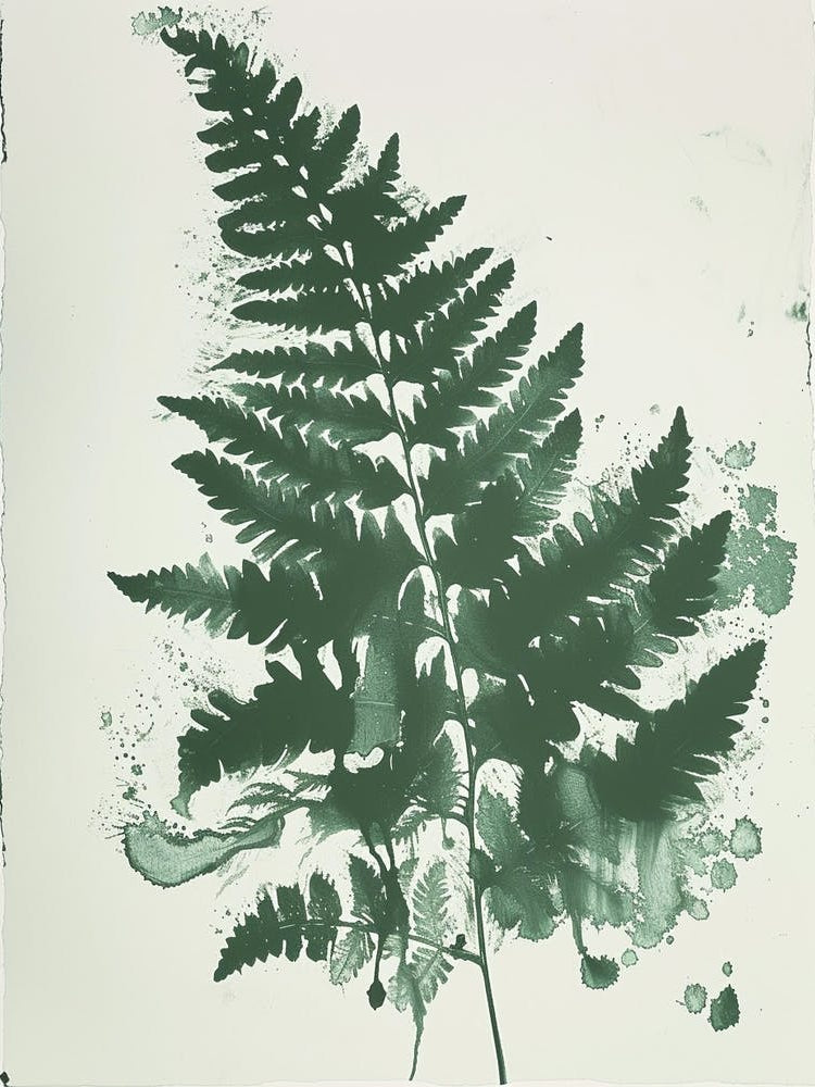 Green Ink Painting Of A Blue Star Fern 4